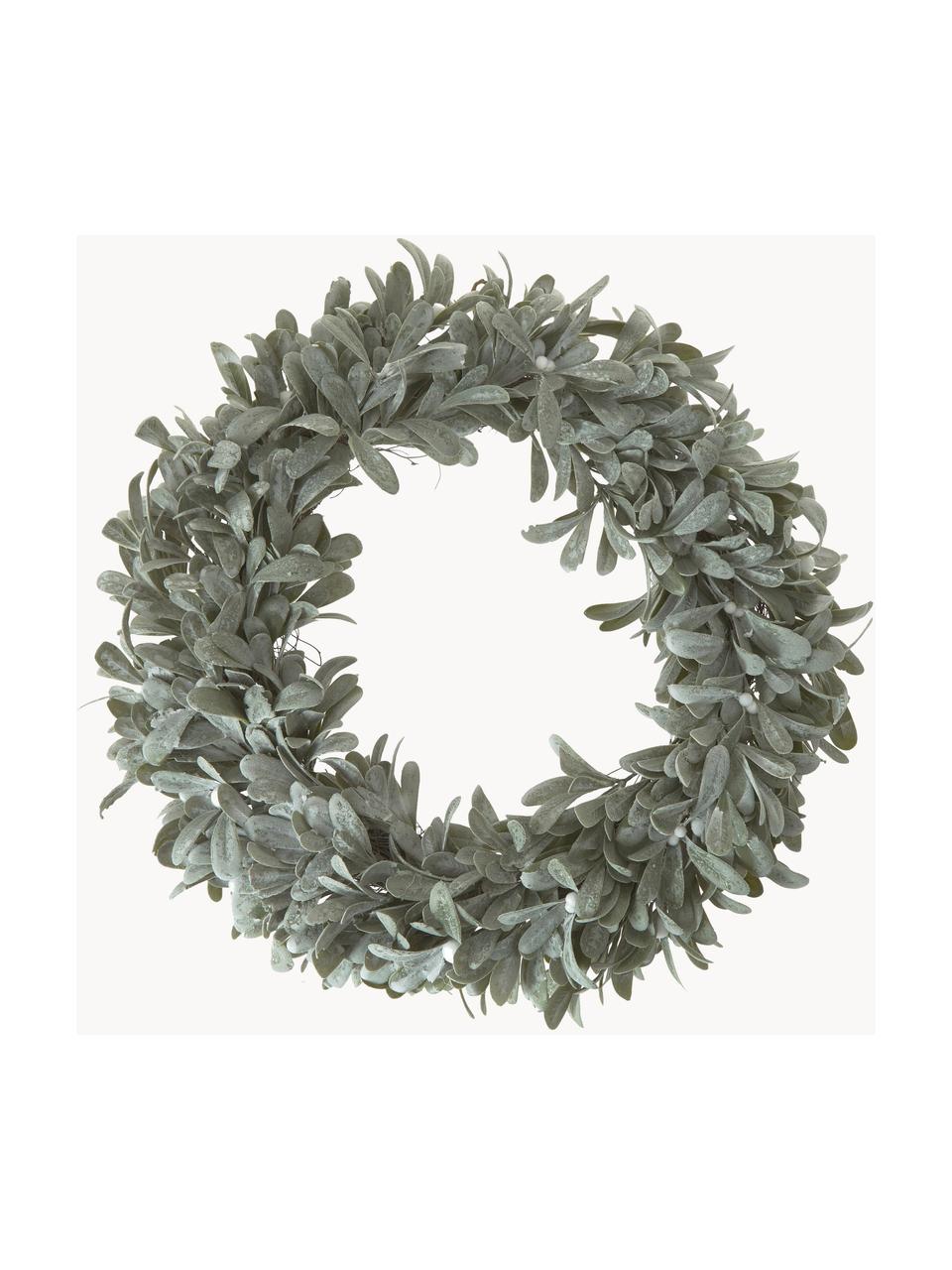 Couronne de Noël faite main Vintia, Ø 55 cm, Plastique, Vert clair, Ø 55 x haut. 12 cm