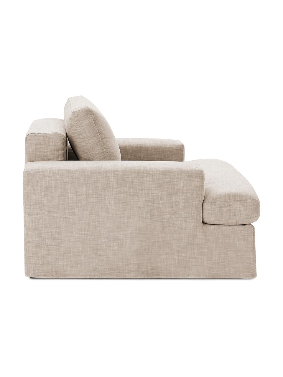 Fotel Russell, Tapicerka: 100% bawełna Dzięki tkani, Stelaż: lite drewno sosnowe z cer, Nogi: tworzywo sztuczne, Taupe tkanina, S 103 x W 77 cm