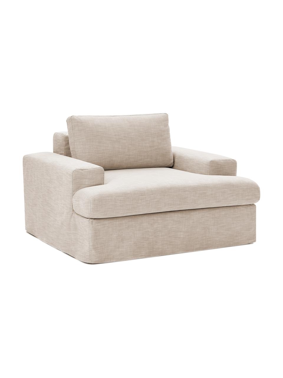 Fotel Russell, Tapicerka: 100% bawełna Dzięki tkani, Stelaż: lite drewno sosnowe z cer, Nogi: tworzywo sztuczne, Taupe tkanina, S 103 x W 77 cm