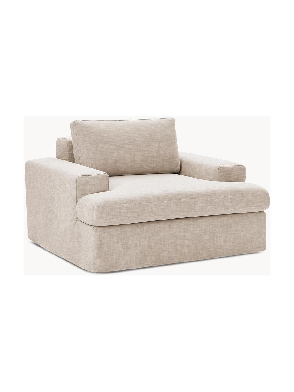 Fauteuil avec revêtement amovible Russell, Tissu beige, larg. 103 x prof. 112 cm