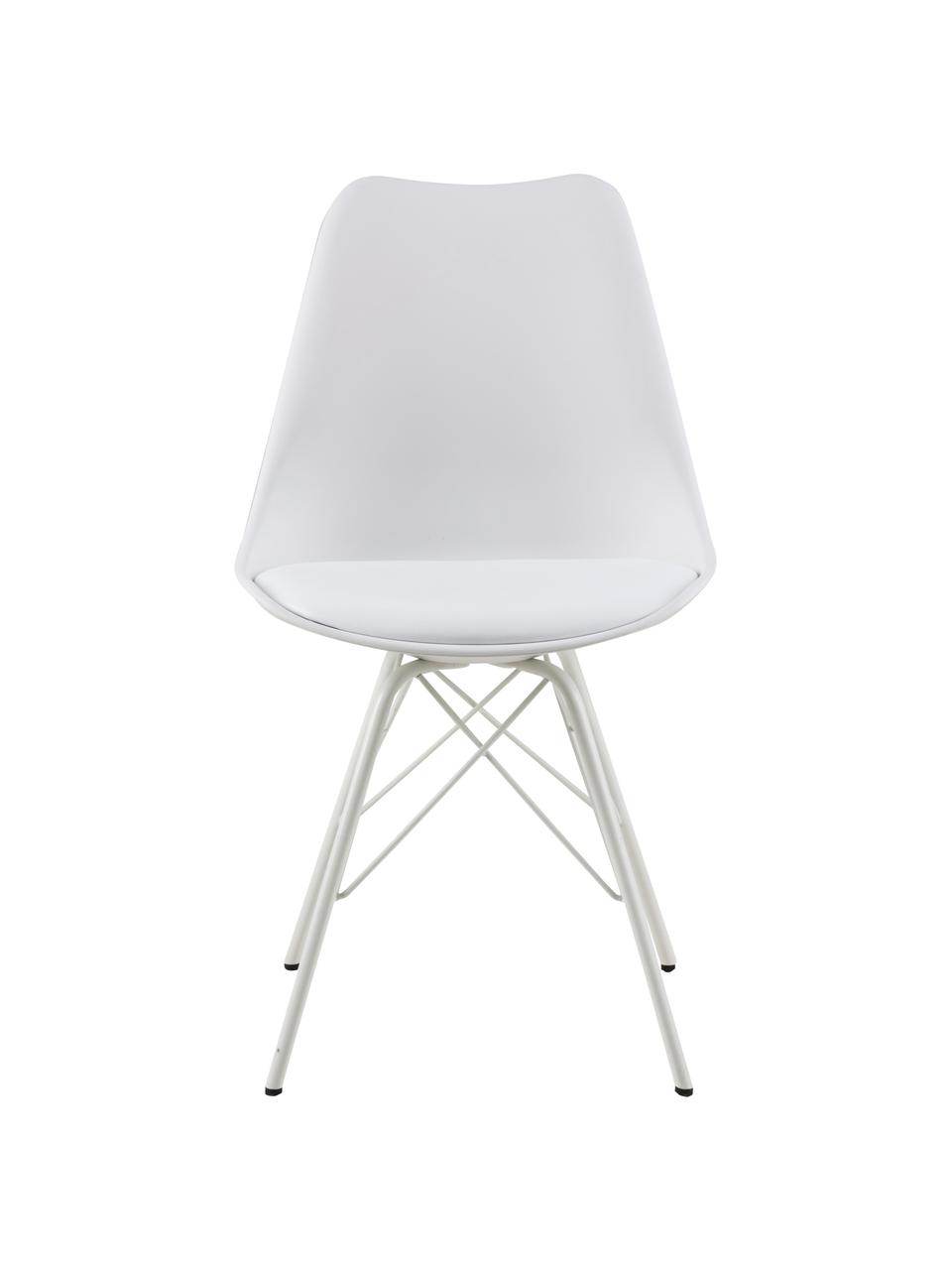 Sillas de plático Eris, 2 uds., Asiento: plástico, Patas: metal con pintura en polv, Blanco, An 49 x F 54 cm