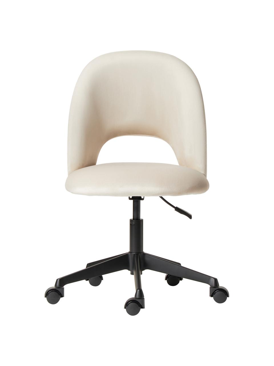 Samt-Schreibtischstuhl Rachel, höhenverstellbar, Bezug: Samt (Hochwertiger Polyes, Beine: Metall, pulverbeschichtet, Samt Hellbeige, B 65 x T 66 cm