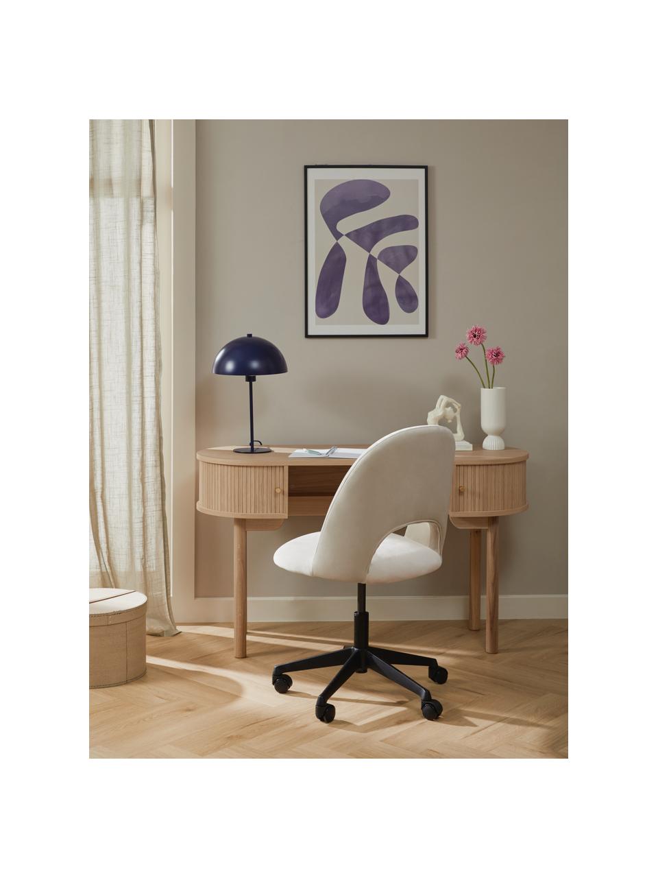 Fluwelen bureaustoel Rachel in beige, in hoogte verstelbaar, Bekleding: fluweel (hoogwaardig poly, Poten: gepoedercoat metaal, Fluweel beige, B 65 x D 66 cm