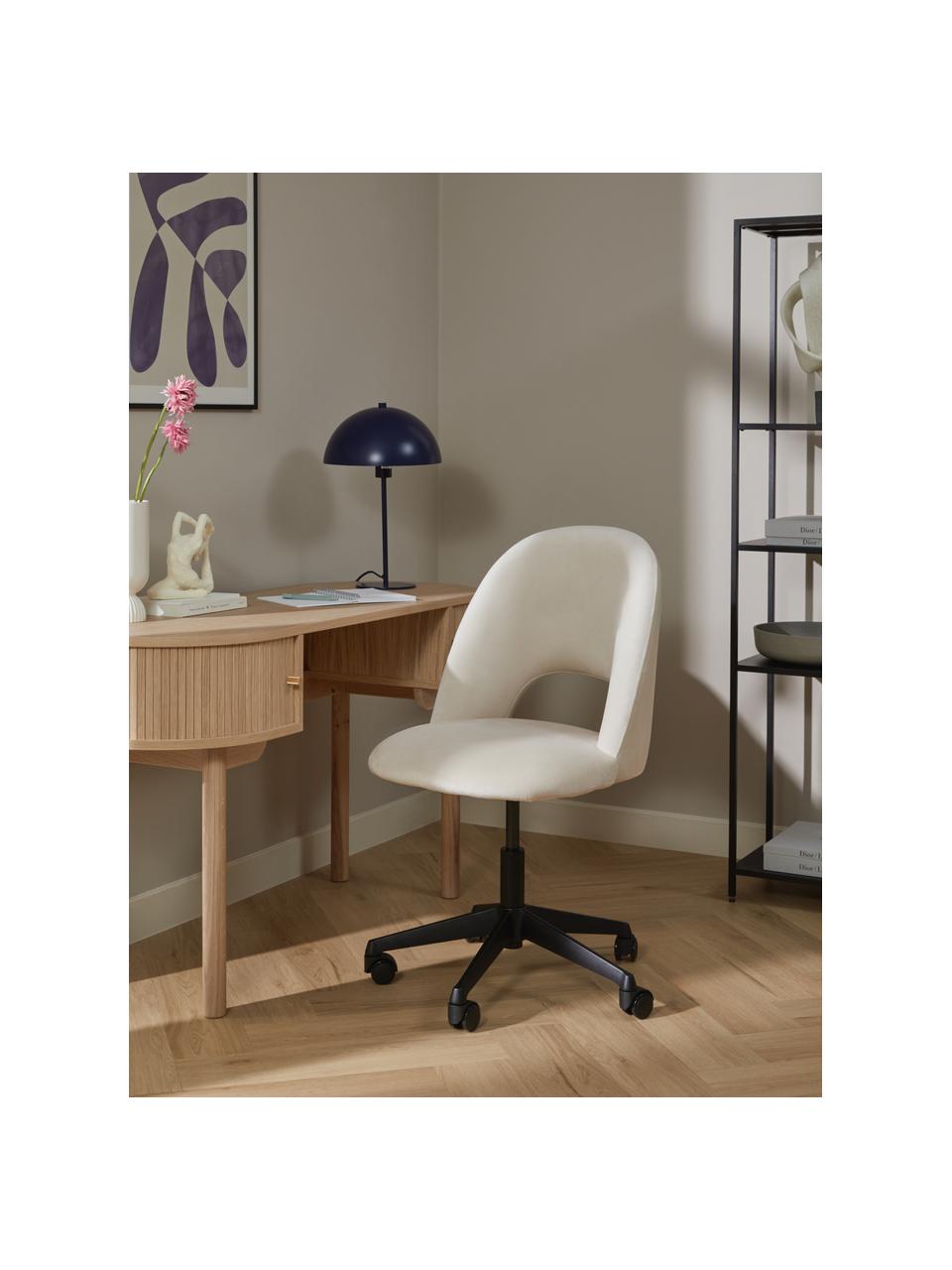 Sametová židle k psacímu stolu Rachel, výškově nastavitelná, Krémově bílá, Š 65 cm, H 66 cm