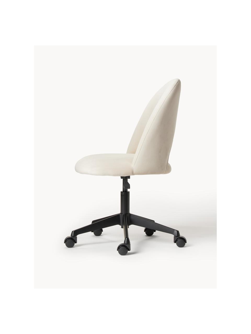 Fluwelen bureaustoel Rachel, in hoogte verstelbaar, Bekleding: fluweel (hoogwaardig poly, Poten: metaal, gepoedercoat, Fluweel lichtbeige, B 65 x D 66 cm