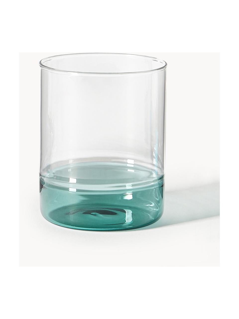 Bicchieri per acqua in vetro soffiato Kiosk 6 pz, Vetro, Verde scuro, Ø 8 x Alt. 10 cm, 380 ml