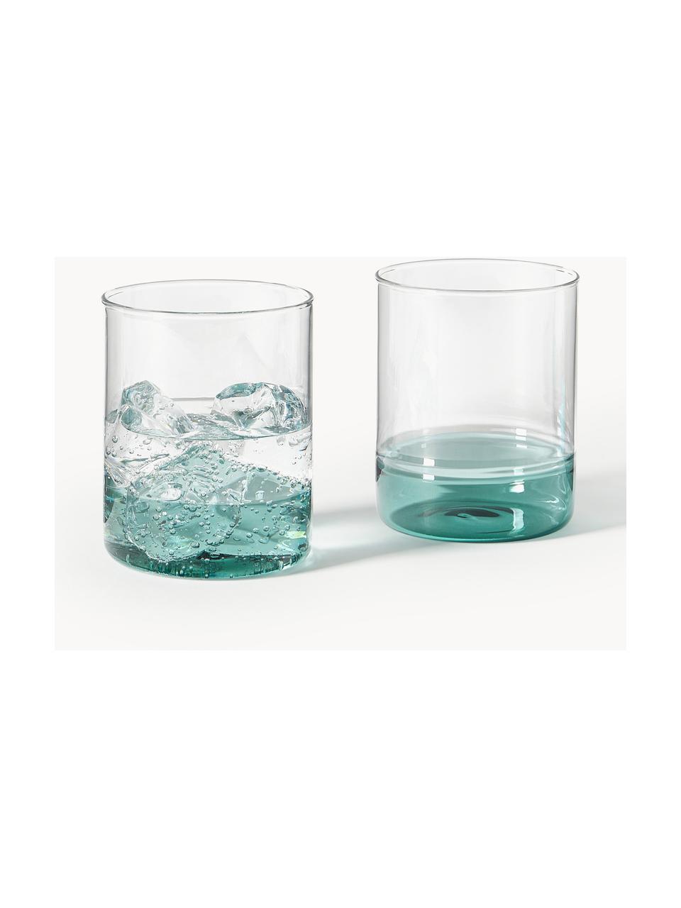 Mondgeblazen waterglazen Kiosk, 6 stuks, Glas, Donkergroen, Ø 8 x H 10 cm, 380 ml