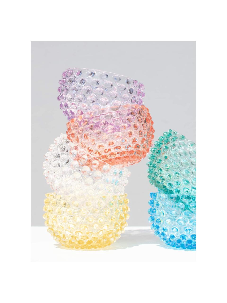 Mundgeblasene Snackschalen Hobnail, 4 Stück, Glas, mundgeblasen, Transparent, Ø 12 x H 7 cm