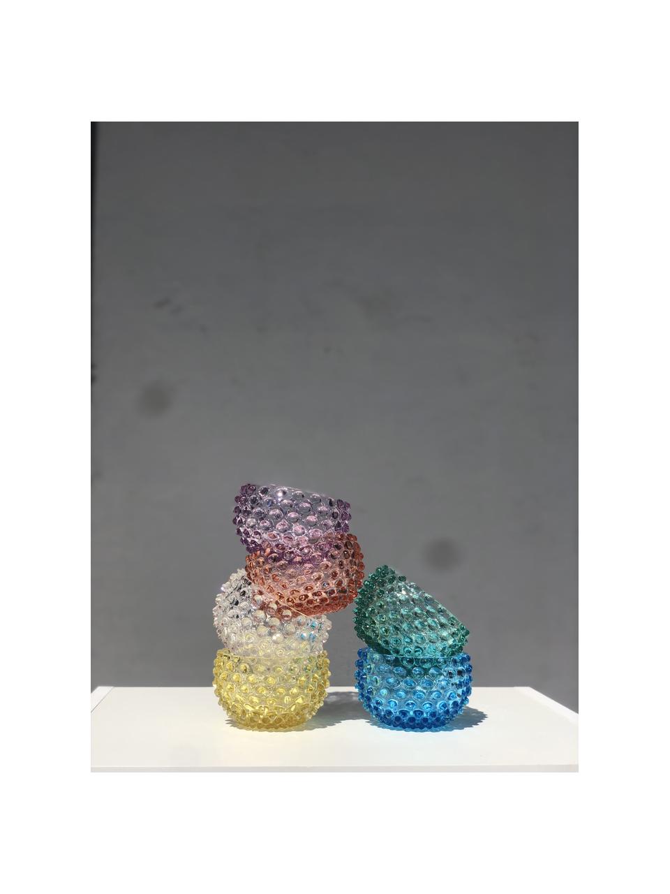 Ručne fúkané misky Hobnail, 4 ks, Sklo, fúkané, Priehľadná, Ø 12 x V 7 cm