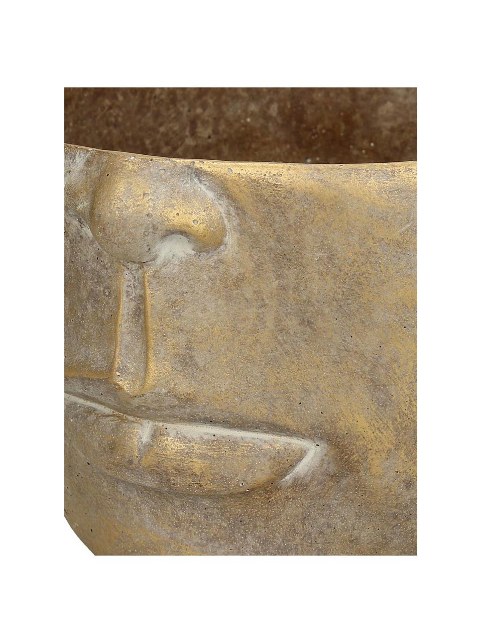 Portavaso in cemento Golden Face, Cemento, Dorato con  finitura antica, Larg. 23 x Alt. 14 cm