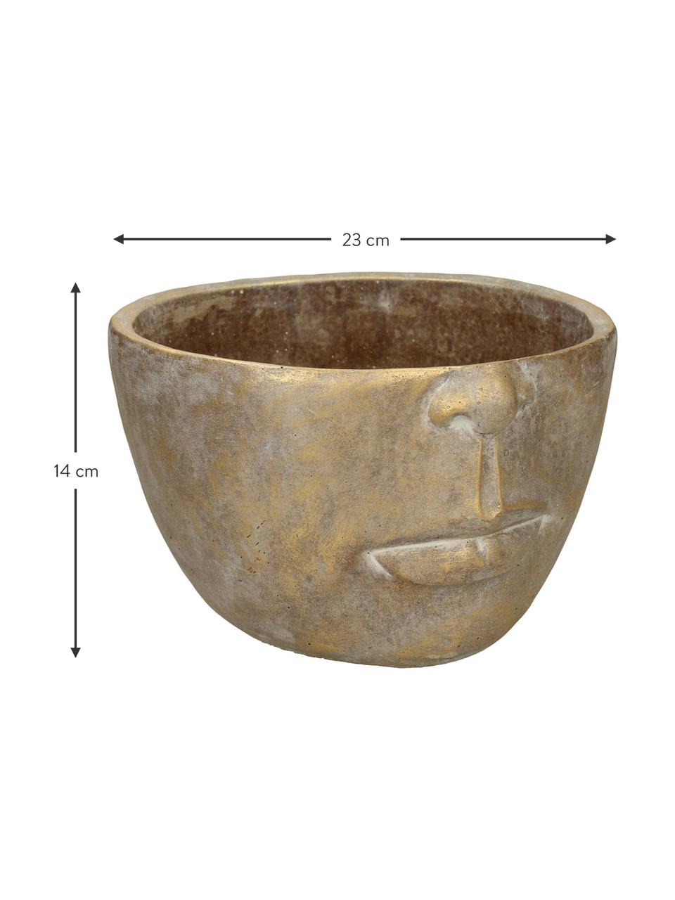 Cache-pot béton doré Golden Face, Couleur dorée avec finition antiquaire