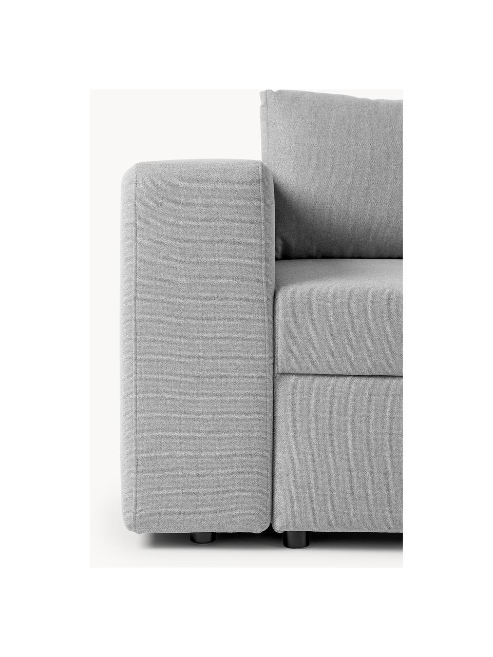 Sofá rinconera cama Noah (3 plazas), con espacio de almacenamiento, Tapizado: poliéster Alta resistenci, Estructura: madera de haya maciza con, Patas: plástico, Tejido gris claro, An 269 x F 160 cm, chaise longue izquierda