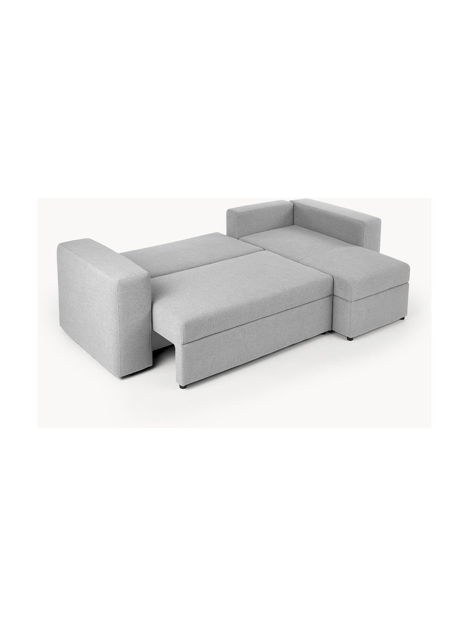 Divano letto 3 posti con contenitore Noah, Rivestimento: poliestere Con 115.000 ci, Struttura: legno massiccio di faggio, Piedini: plastica, Tessuto grigio chiaro, Larg. 269 x Prof. 160 cm, chaise-longue a sinistra