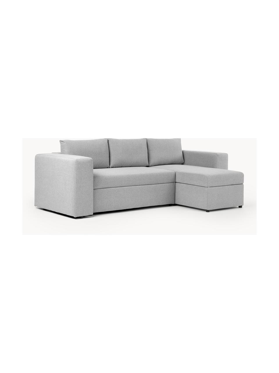 Sofa rozkładana z miejscem do przechowywania Noah (3-osobowa), Tapicerka: poliester Dzięki tkaninie, Nogi: tworzywo sztuczne, Jasnoszara tkanina, S 269 x G 160 cm, lewostronna