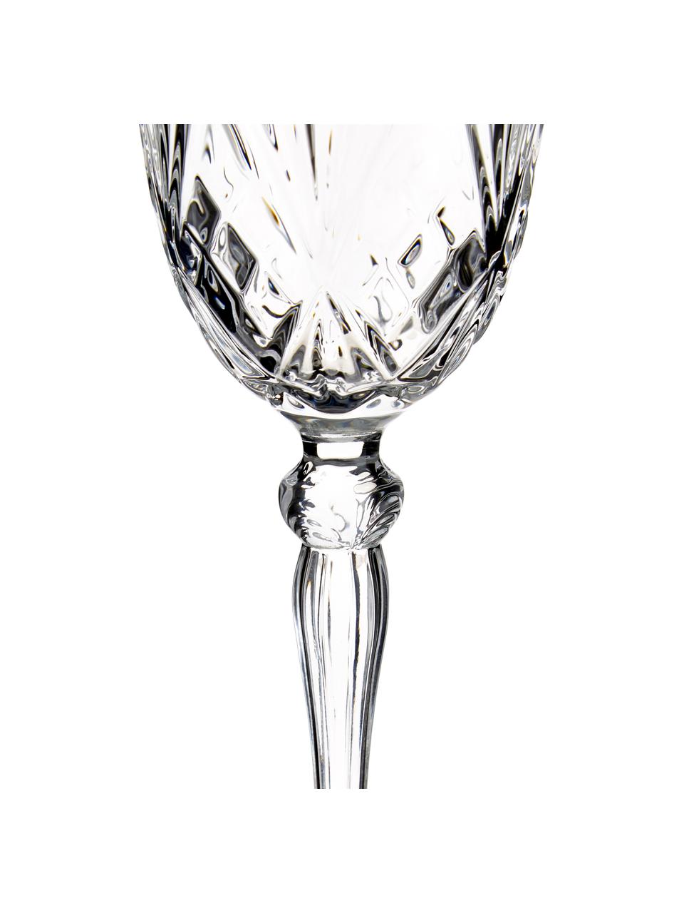 Bicchiere da vino bianco in cristallo con rilievo Melodia 6 pz, Vetro di cristallo, Trasparente, Ø 8 x Alt. 19 cm, 210 ml