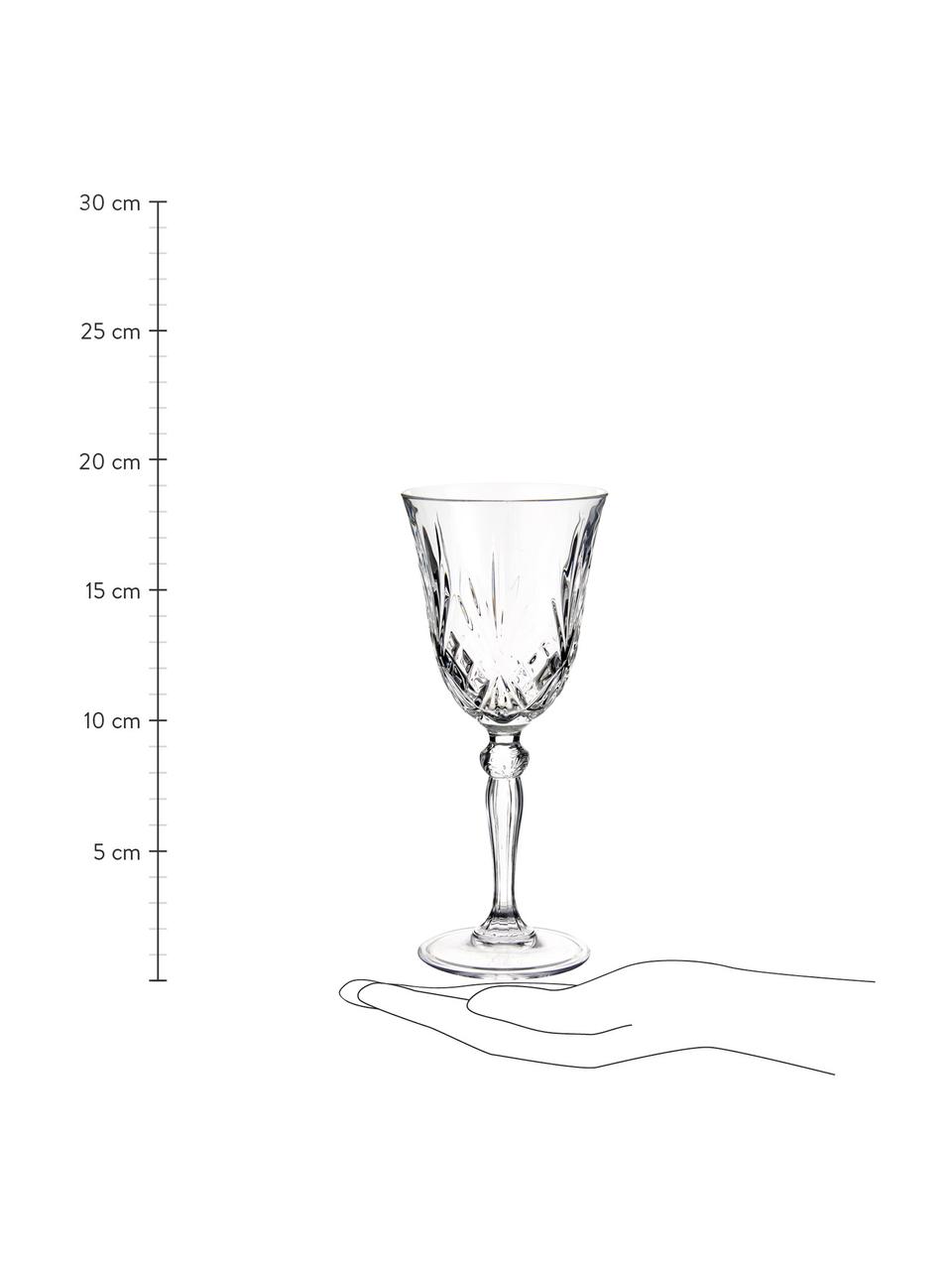 Kristall-Weingläser Melodia mit Relief, 6 Stück, Kristallglas, Transparent, Ø 8 x H 19 cm, 210 ml