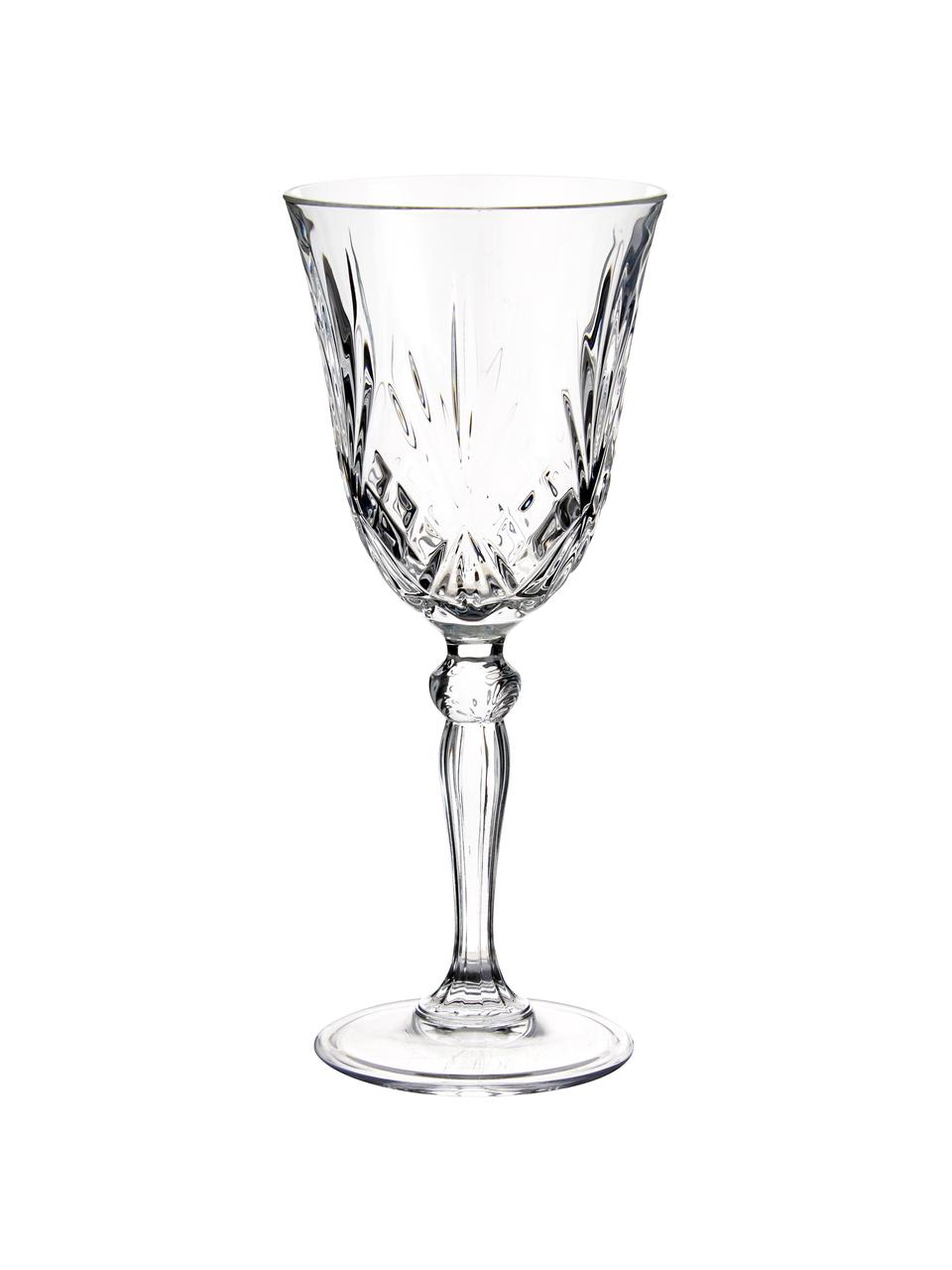 Copas de vino blanco de cristal con relieve Melodia, 6 uds., Cristal, Transparente, Ø 8 x Al 19 cm, 210 ml