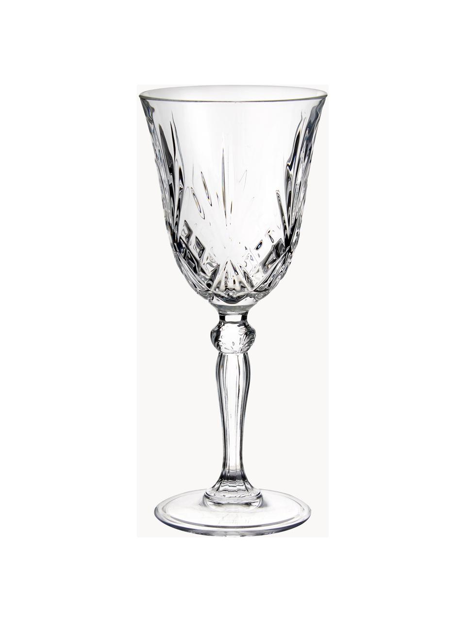 Copas de vino blanco de cristal con relieve Melodia, 6 uds., Cristal, Transparente, Ø 8 x Al 19 cm, 210 ml