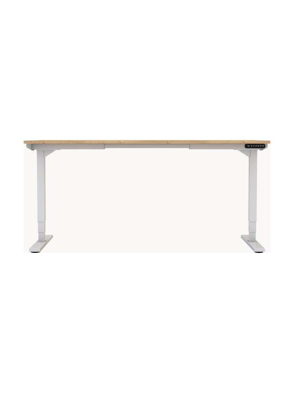 Höhenverstellbarer Schreibtisch Y-Line, in verschiedenen Größen, Gestell: Metall, pulverbeschichtet, Tischplatte: Spanplatte, melaminharzbe, Helle Holzoptik, Weiß, B 160 x T 80 cm