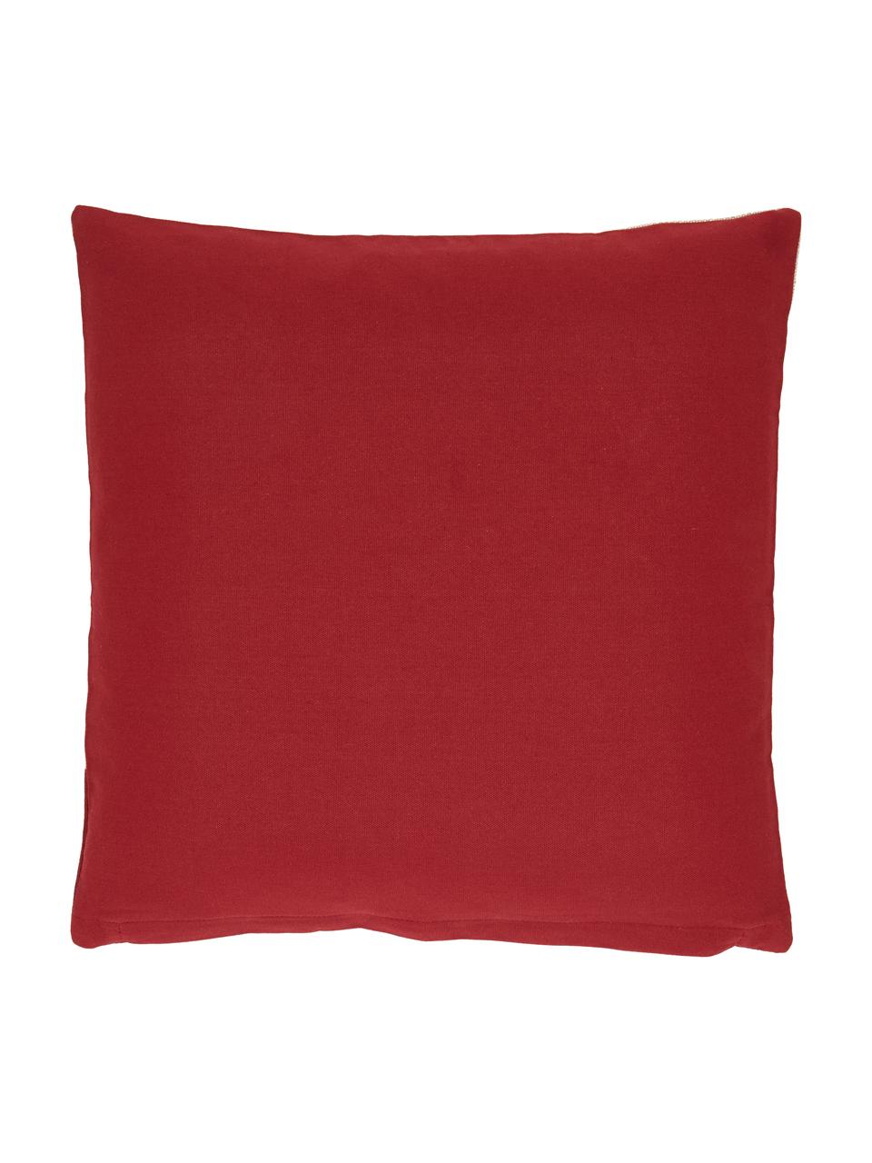 Housse de coussin 45x45 Happy Holidays, 100 % coton, Beige, rouge, vert, larg. 45 x long. 45 cm