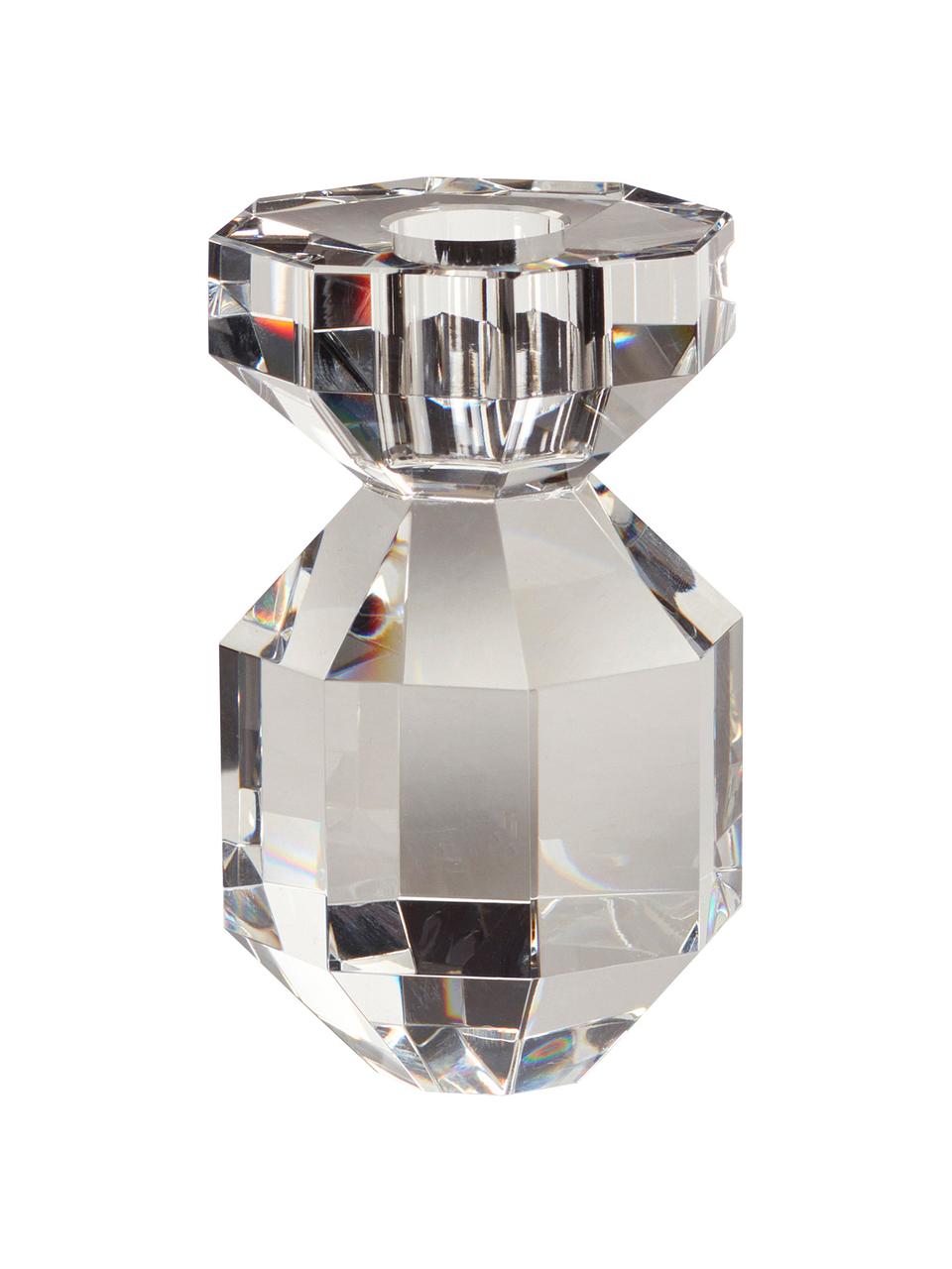 Candelabro artesanal de cristal Gem, Cristal, Transparente, Ø 7 x Al 11 cm