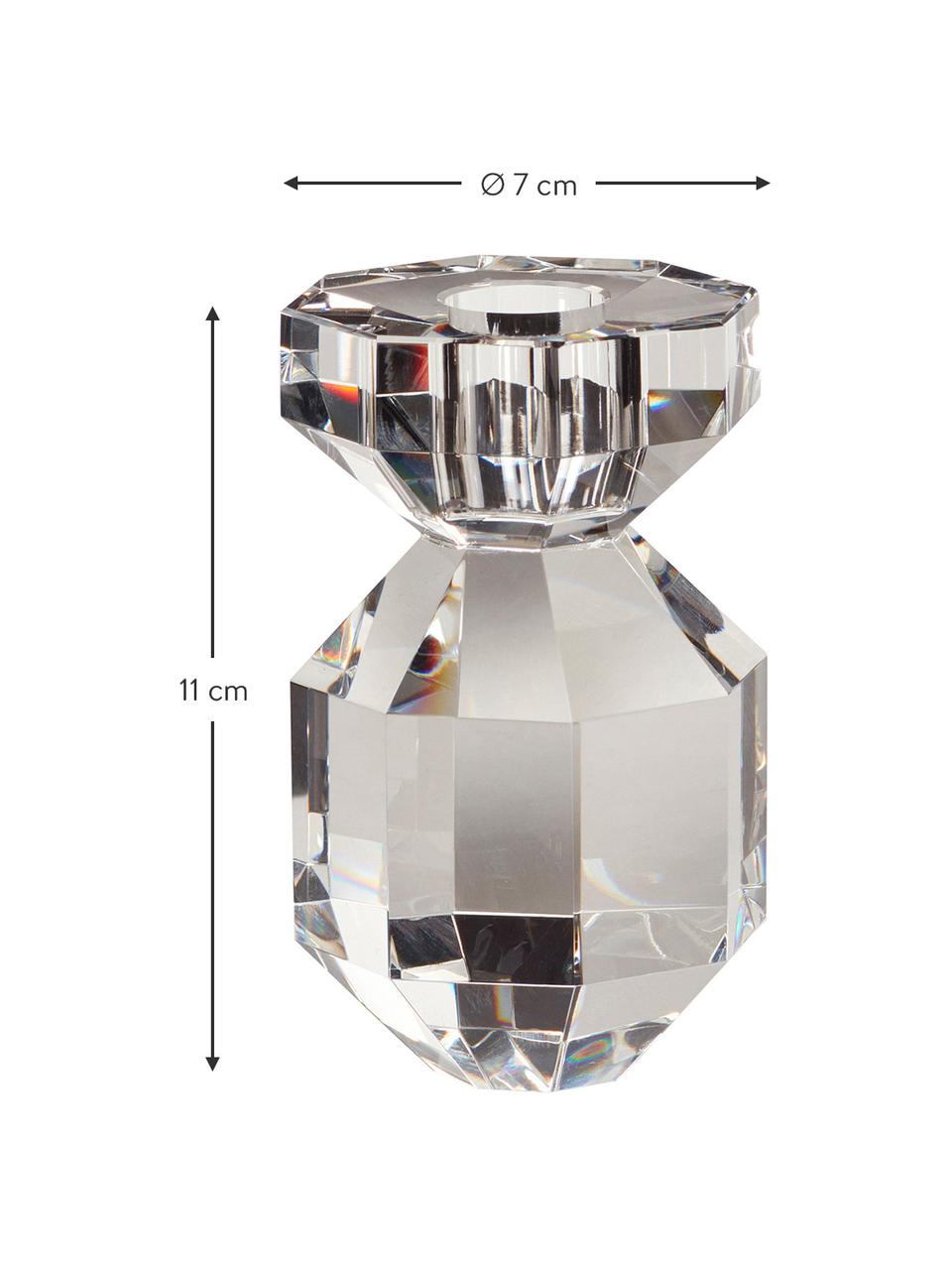 Candelabro artesanal de cristal Gem, Cristal, Transparente, Ø 7 x Al 11 cm