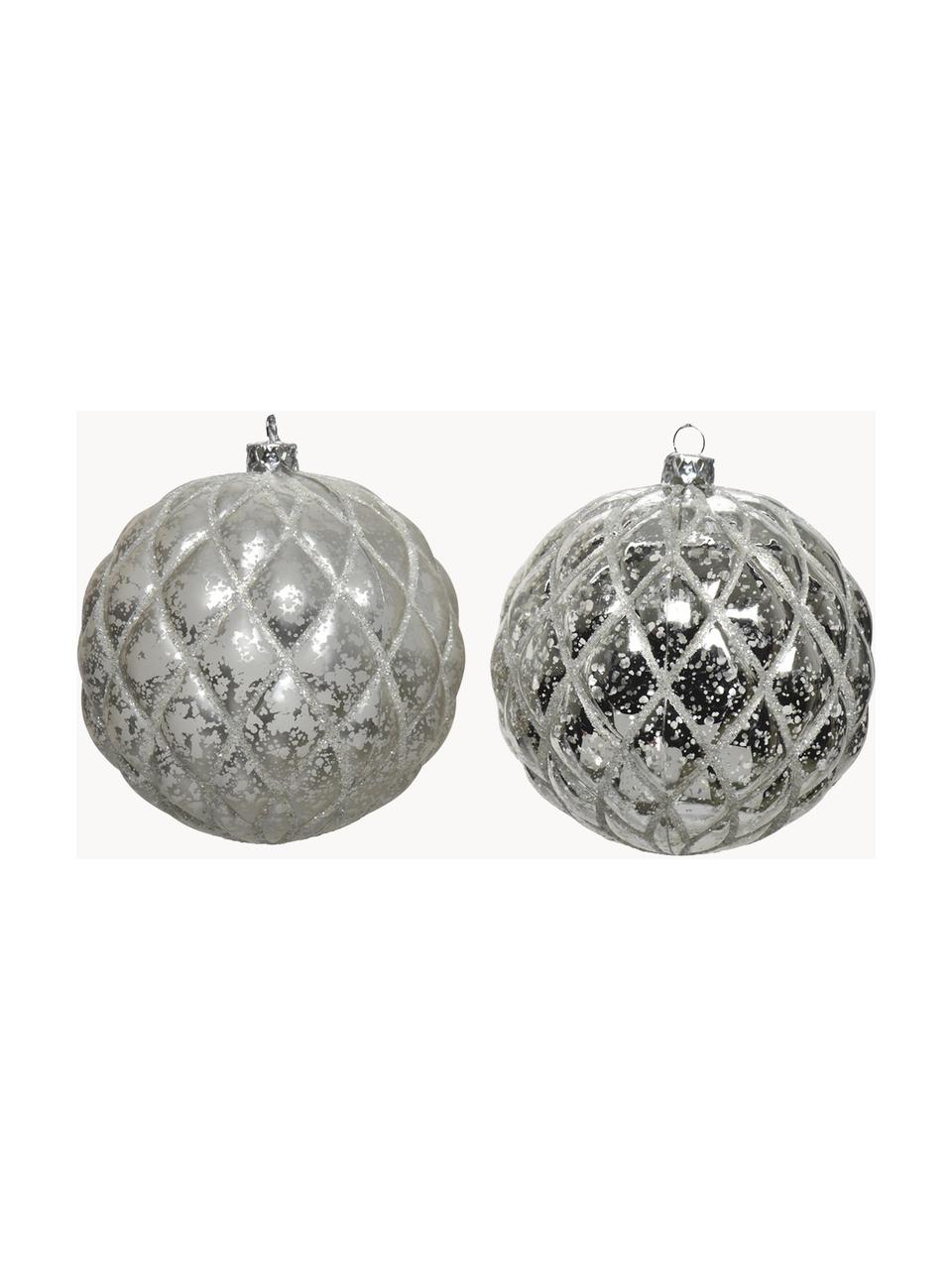 Breukvaste kerstballen Dan Ø 8 cm, set van 2, Lichtgrijs, Ø 8 cm