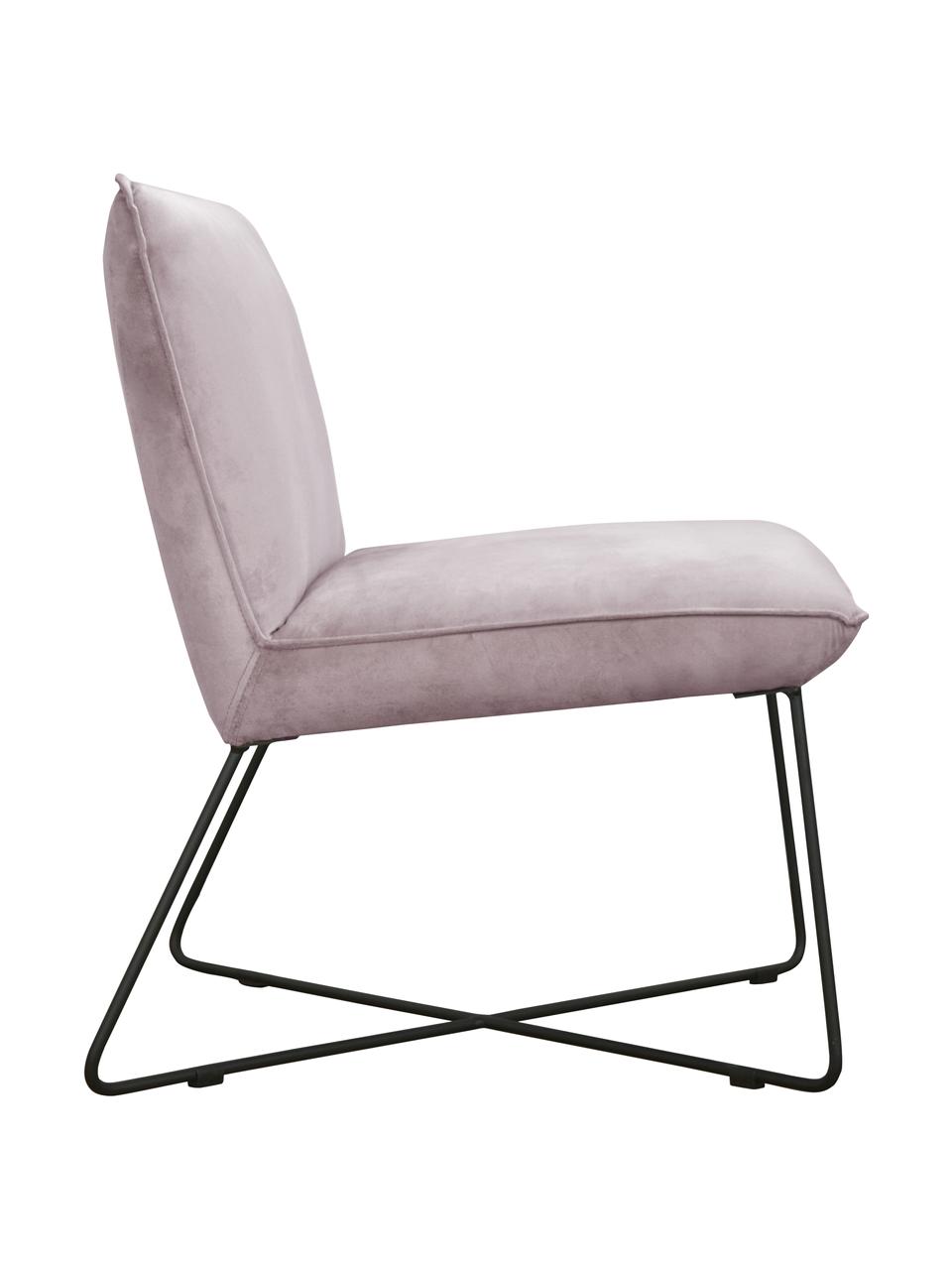 Krzesło tapicerowane z aksamitu Victor, Tapicerka: aksamit (100% poliester), Stelaż: drewno naturalne, Nogi: metal, Aksamitny lila, nogi: czarny, S 75 x G 75 cm