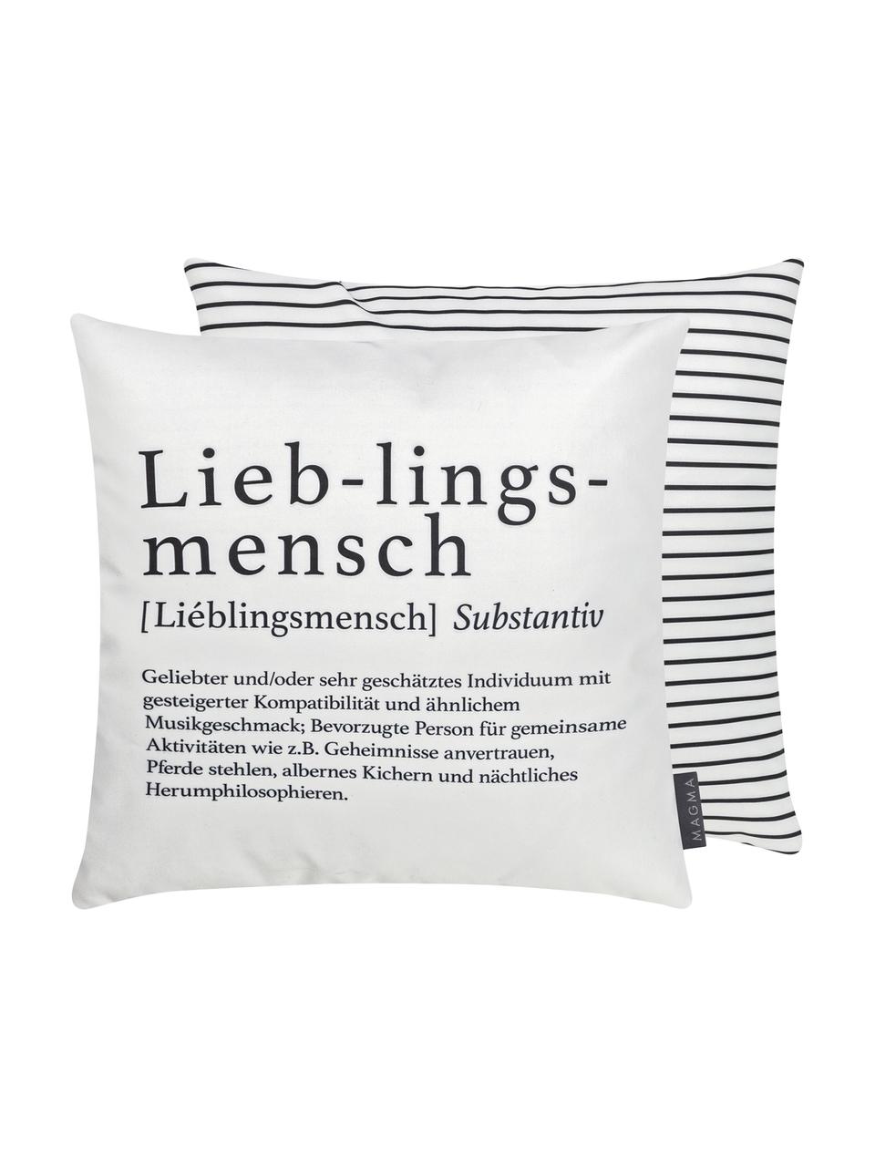 Wendekissen Wordart, mit Inlett, 100% Polyester, Schwarz, Weiss, 40 x 40 cm