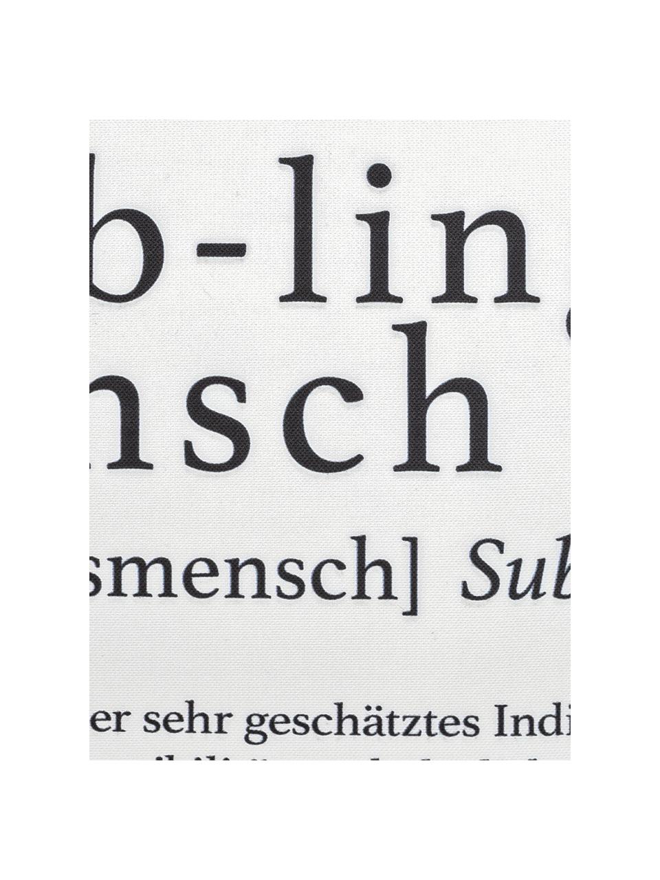 Wendekissen Wordart, mit Inlett, 100% Polyester, Schwarz, Weiss, 40 x 40 cm