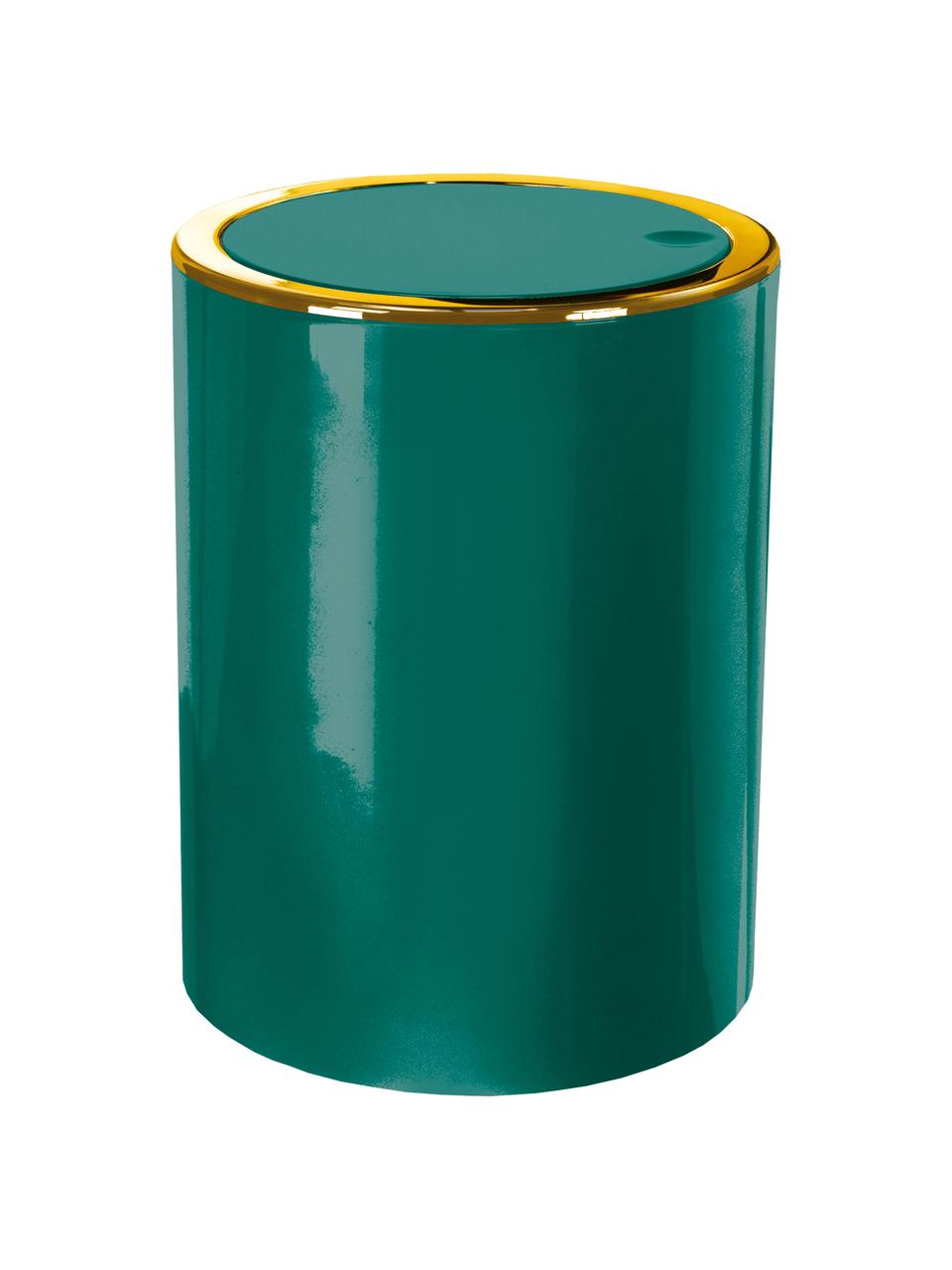 Papelera con tapadera abatible Golden Clap, Plástico, Verde esmeralda, 5 L