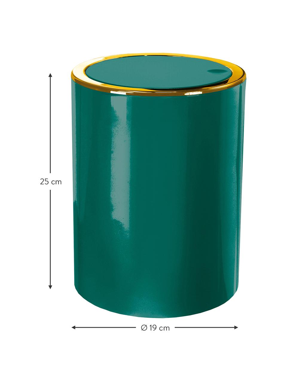 Poubelle verte design couvercle à bascule Golden Clap, Plastique, Vert émeraude, 5 l