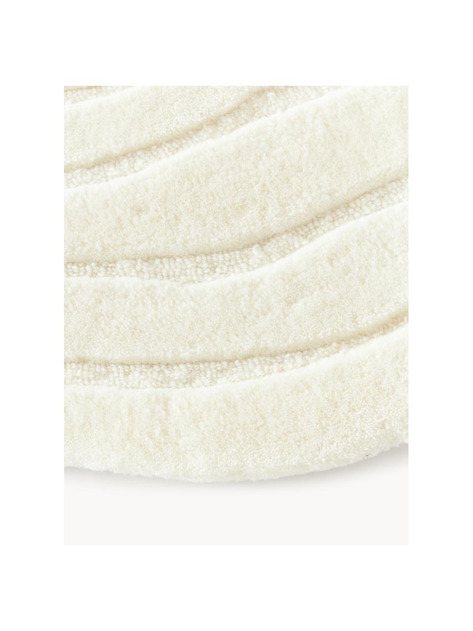 Tappeto in lana fatto a mano in forma organica Niria, Retro: 100% cotone Nel caso dei , Bianco latte, Ø 150 cm (taglia M)