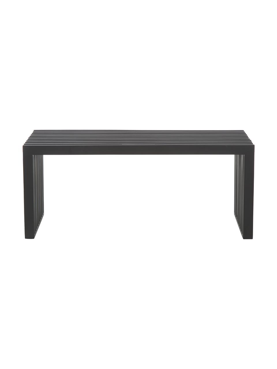 Banc en bois massif Rib, Bois d'acajou, laqué, Noir, larg. 104 x haut. 43 cm
