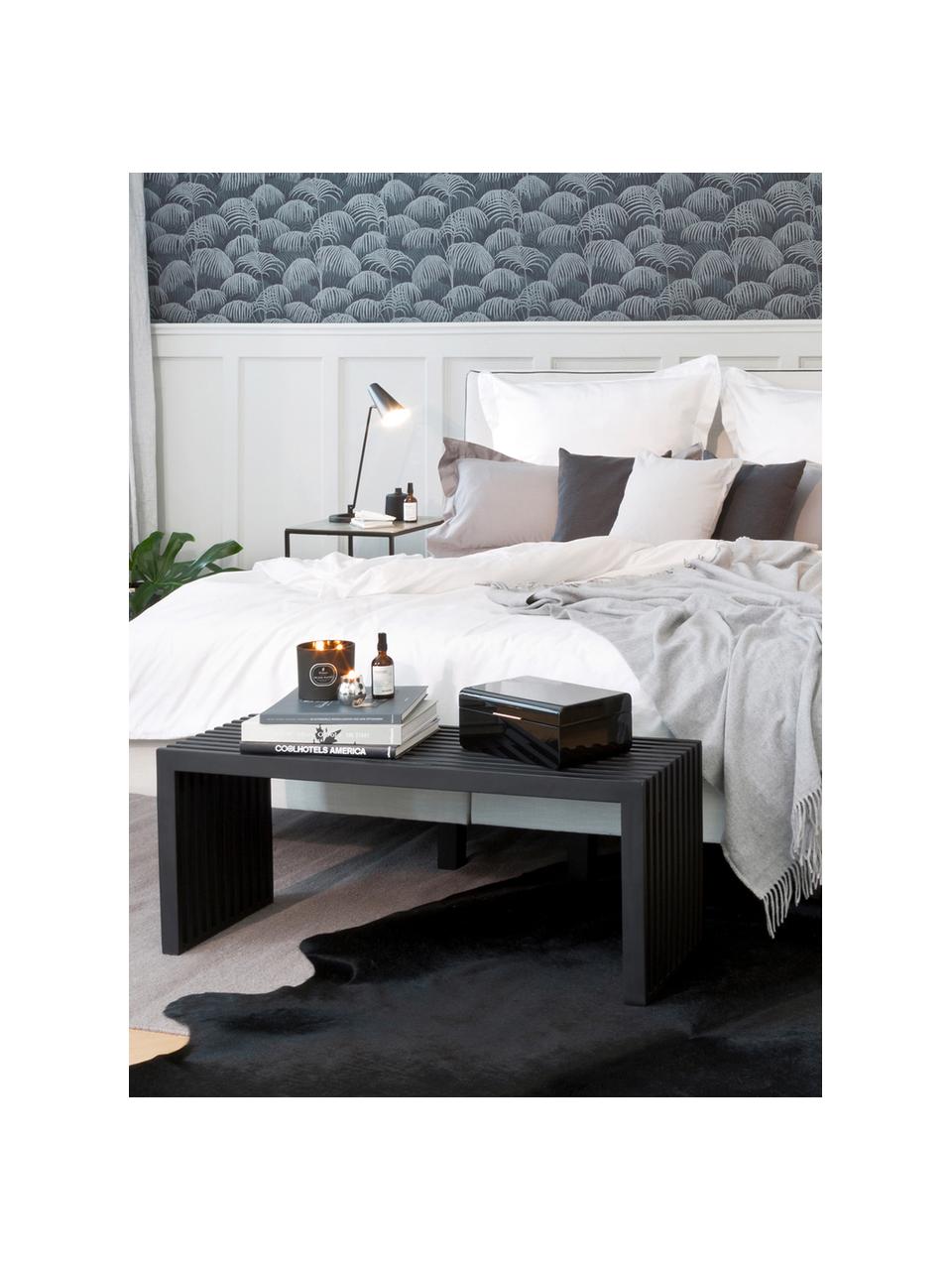 Banc en bois massif Rib, Bois d'acajou, laqué, Noir, larg. 104 x haut. 43 cm