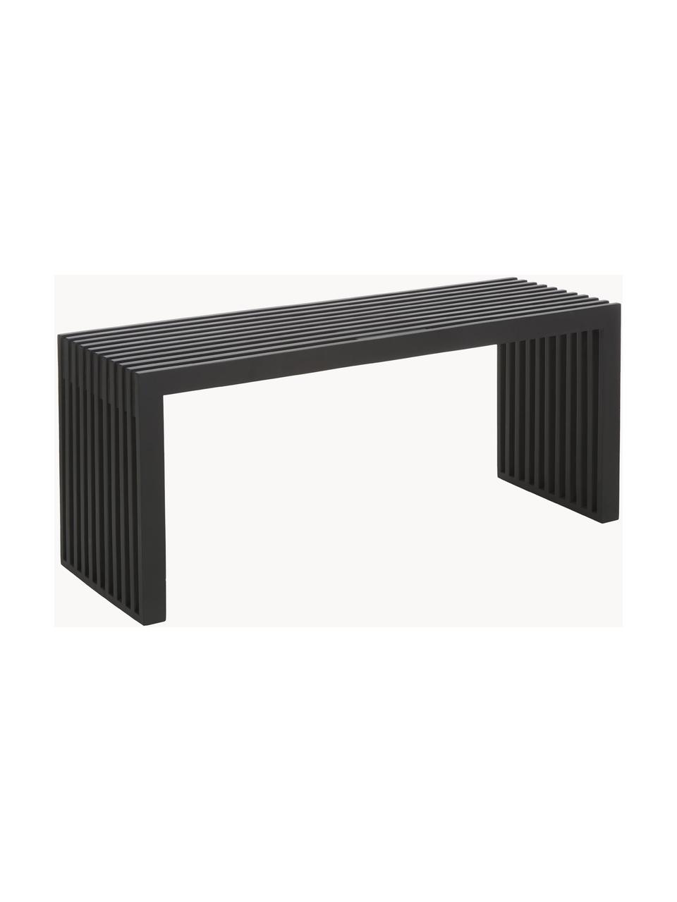 Banc en bois massif Rib, Bois d'acajou, laqué, Bois d'acajou, laqué noir, larg. 104 x haut. 43 cm