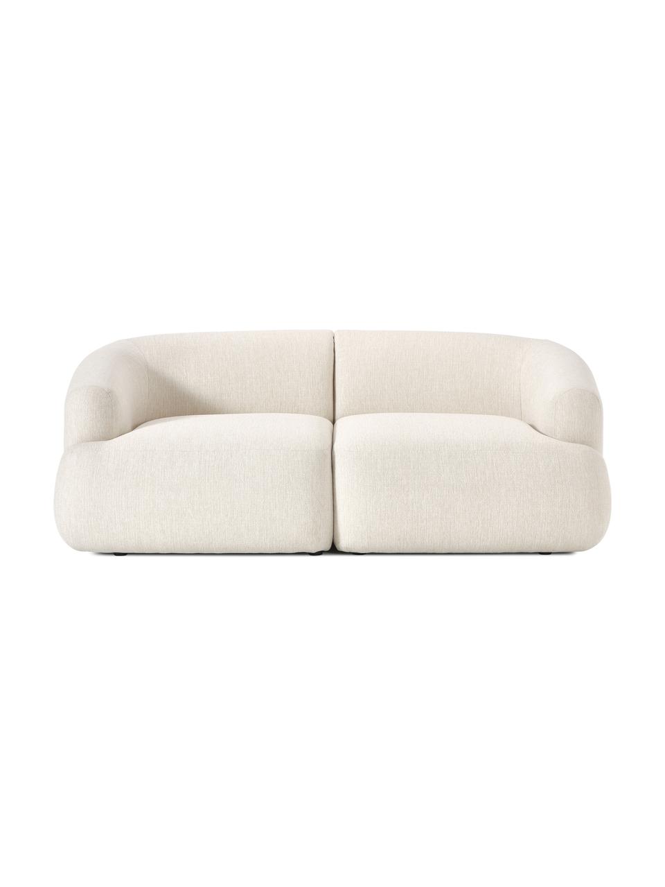 Sofa modułowa Sofia (2-osobowa), Tapicerka: 100% polipropylen Dzięki , Stelaż: drewno świerkowe, płyta w, Nogi: tworzywo sztuczne, Kremowobiała tkanina, S 186 x G 103 cm