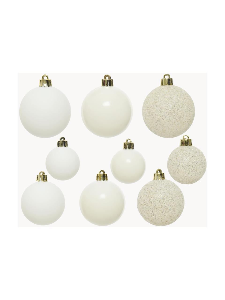 Bolas de Navidad irrompibles Mona, 30 uds., Blanco, beige, Set de diferentes tamaños