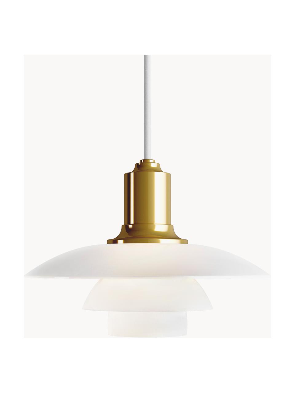 Lampada a sospensione piccola in vetro soffiato PH 2/1, Paralume: vetro opalino soffiato a , Dorato, bianco, Ø 20 x Alt. 14 cm