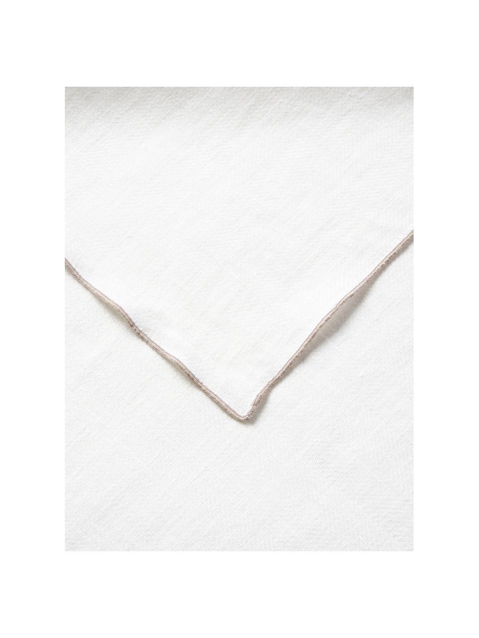 Camino de mesa de lino Audra, 100% lino, Blanco, beige, An 46 x L 147 cm