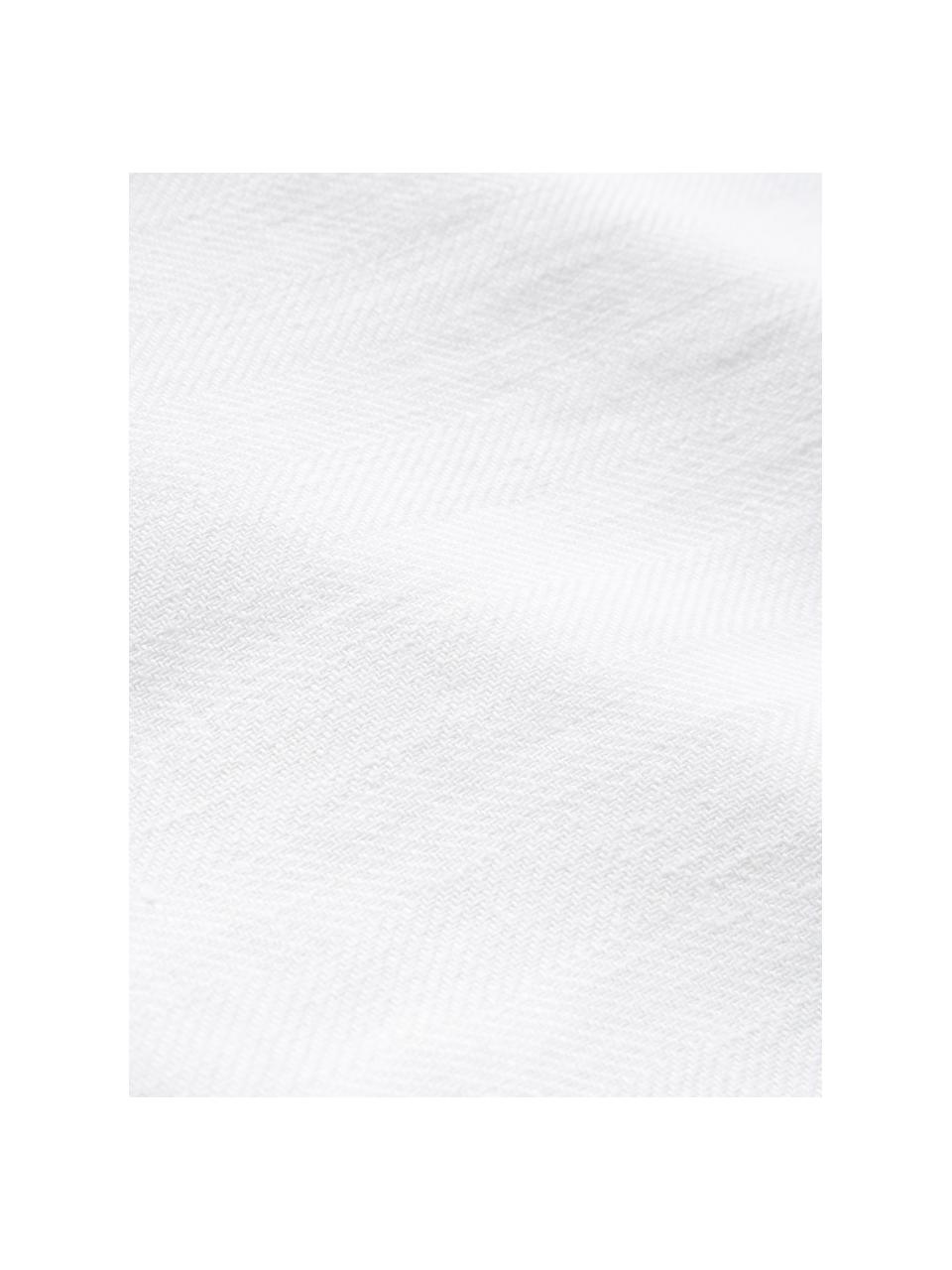 Passatoia da tavolo in lino con motivo a spina di pesce Audra, 100% lino, Bianco, beige, Larg. 46 x Lung. 147 cm
