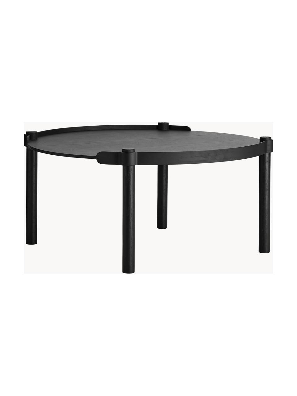 Ronde salontafel Woody van eikenhout, Eikenhout, FSC-gecertificeerd, Eikenhout, zwart gelakt, Ø 80 cm