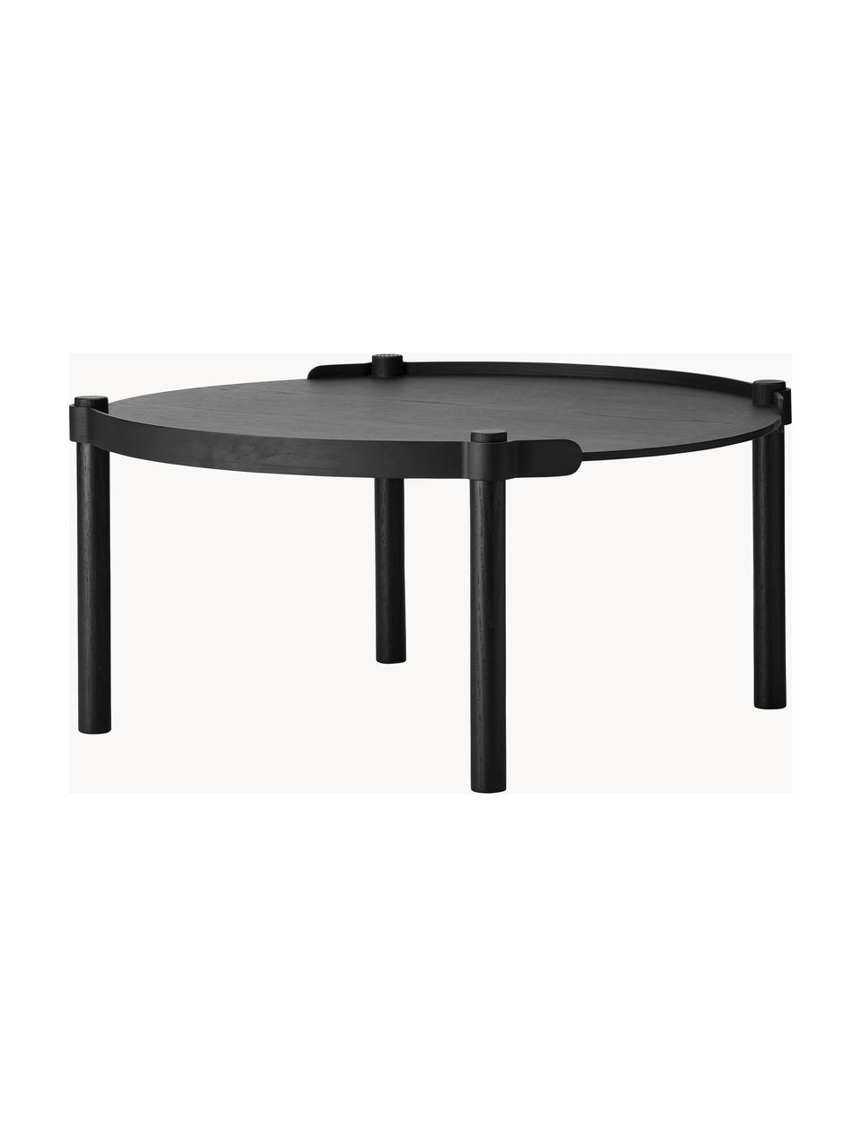 Table d'appoint ovale en bois de chêne Woody, Bois de chêne, certifié FSC, Bois de chêne, noir laqué, Ø 80 cm