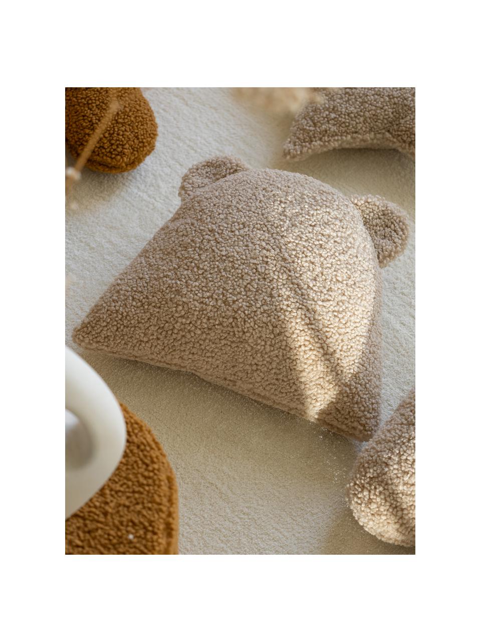 Teddy-Kuschelkissen Bear, Bezug: Teddy (100 % Polyester), Hellbeige, B 40 x L 37 cm