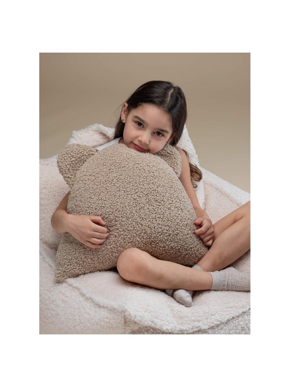 Coussin moelleux en peluche Bear, Beige clair, larg. 37 x long. 40 cm