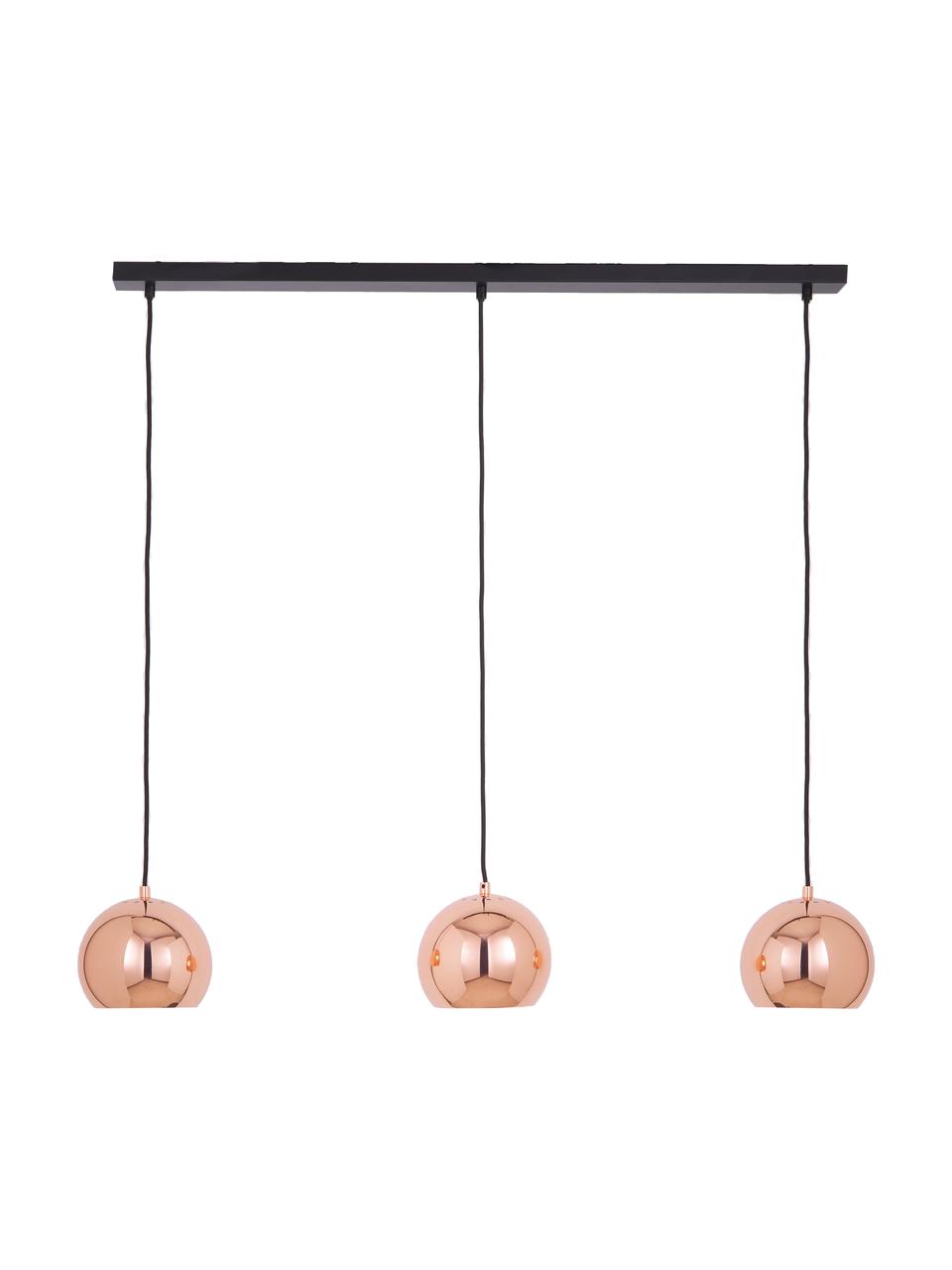 Grande suspension 3 lampes Ball, Couleur cuivrée, noir, larg. 100 x haut. 18 cm