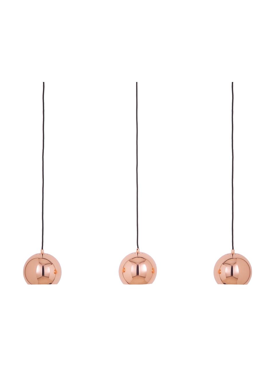 Grande suspension 3 lampes Ball, Couleur cuivrée, noir, larg. 100 x haut. 18 cm