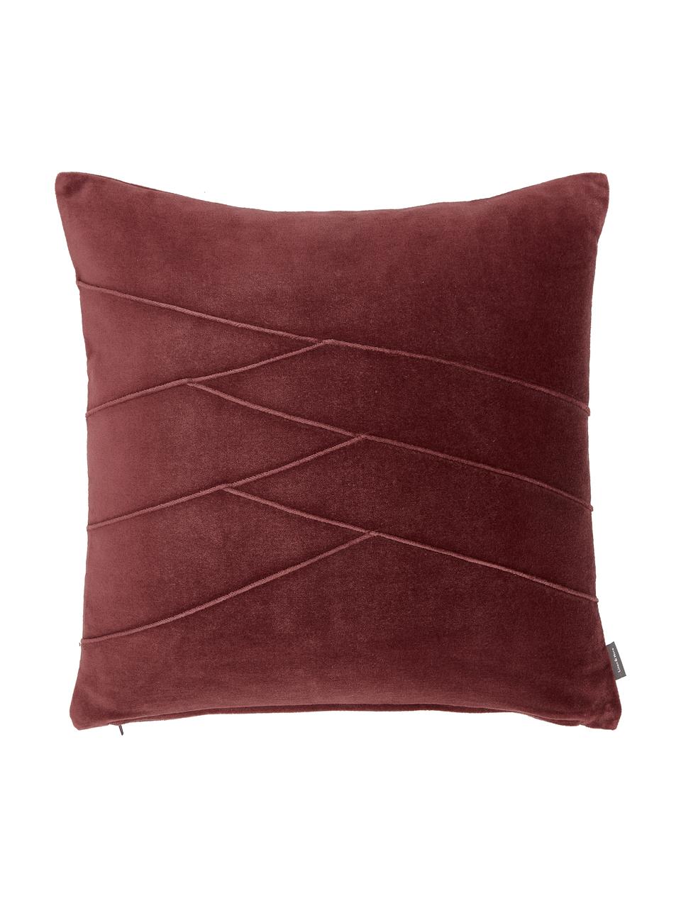 Coussin 45x45 velours Pintuck, Bordeaux