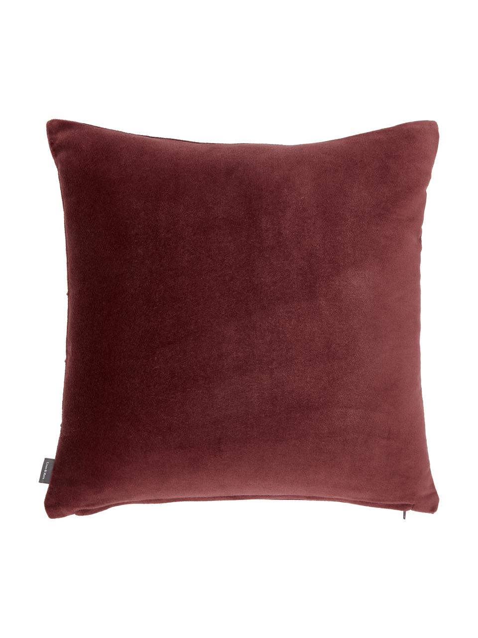 Samt-Kissen Pintuck in Rot mit erhabenem Strukturmuster, mit Inlett, Bezug: 55% Rayon, 45% Baumwolle, Webart: Samt, Bordeauxrot, 45 x 45 cm