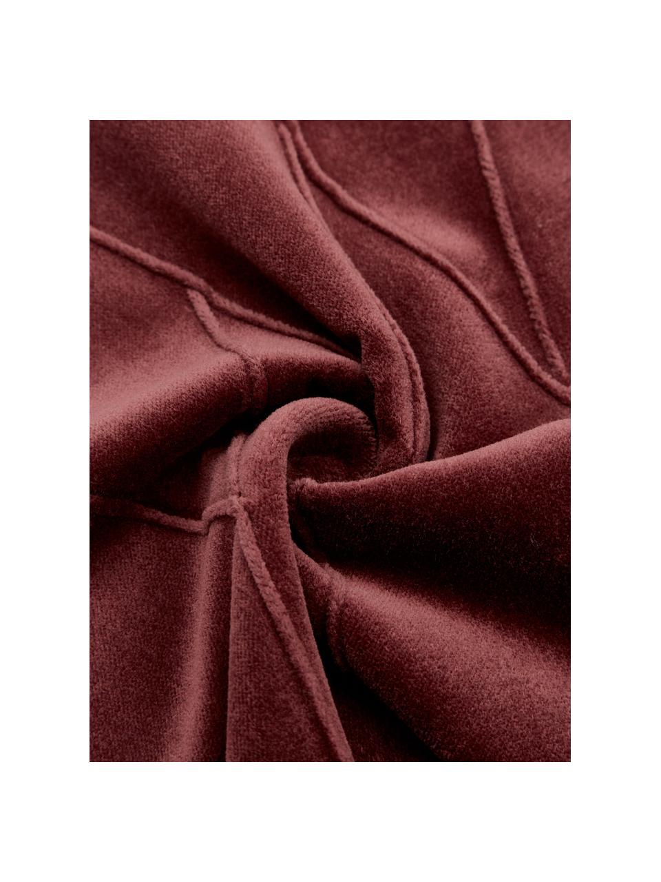 Samt-Kissen Pintuck in Rot mit erhabenem Strukturmuster, mit Inlett, Bezug: 55% Rayon, 45% Baumwolle, Webart: Samt, Bordeauxrot, 45 x 45 cm